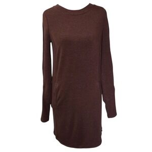 Athleta XS Brown Tunic Sweatshirt Dress Long Sleeve Pocket Casual Lounge Wear
